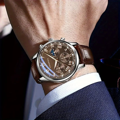 GENEVA High Quality Men's Luxury Belt Fashion Quartz Watch Men Round Business Student Sport Waterproof Glow Clock (teste)